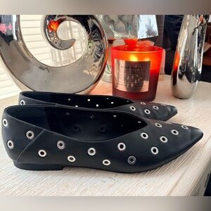 Open Edit Faux Leather Grommet Studded Pointed Toe Flats Size 9